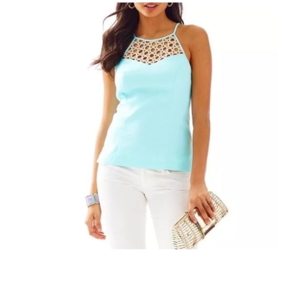 Lilly Pulitzer blue top with gold cut out